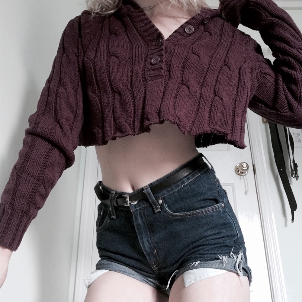 Cropped purple sweater
